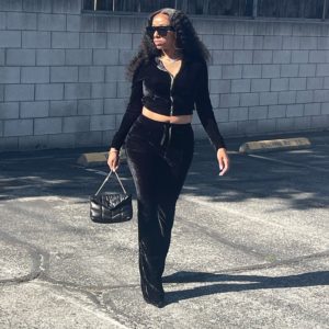 “Brittany” Velour Tracksuit (Black)