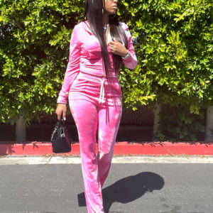 "Brittany" Velour Tracksuit (Hot Pink)